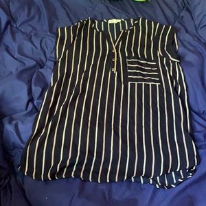 Black and white striped blouse